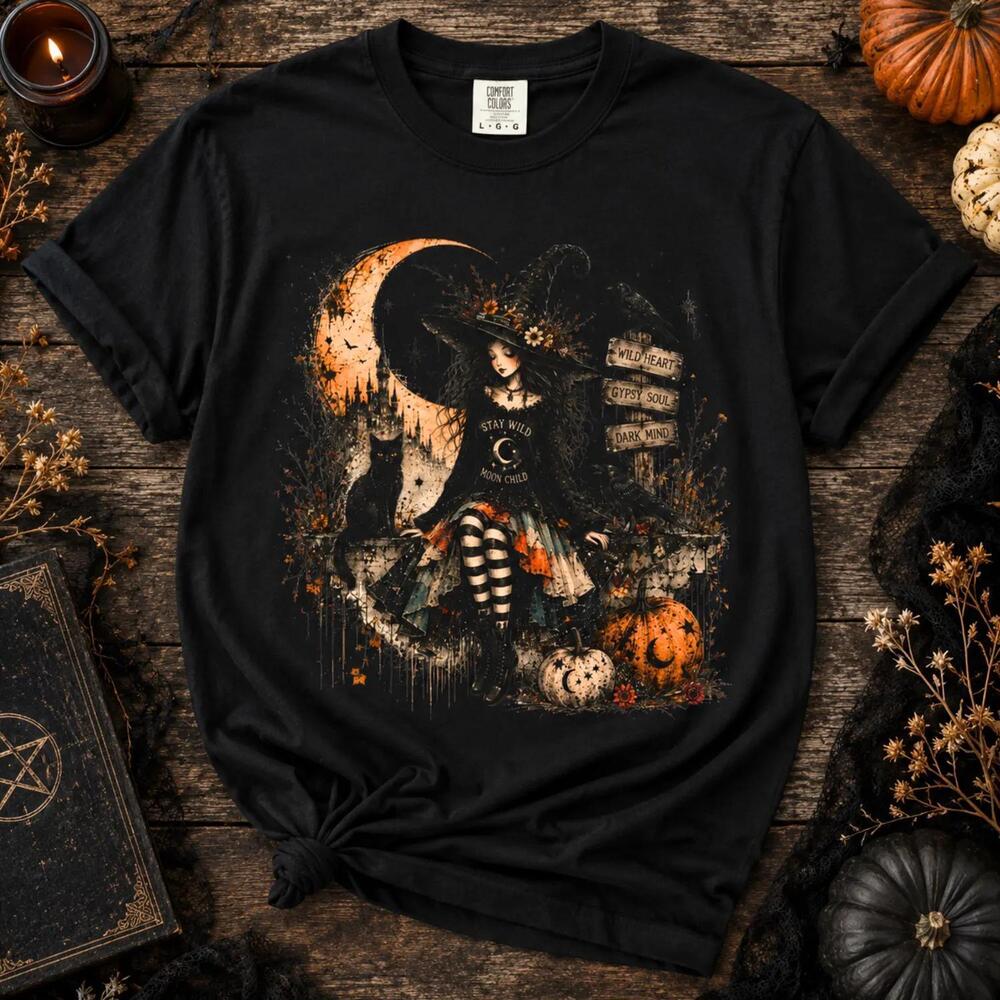 Witch Halloween Shirt,  Graphic Tee, Gothic Witch Shirt, Fall